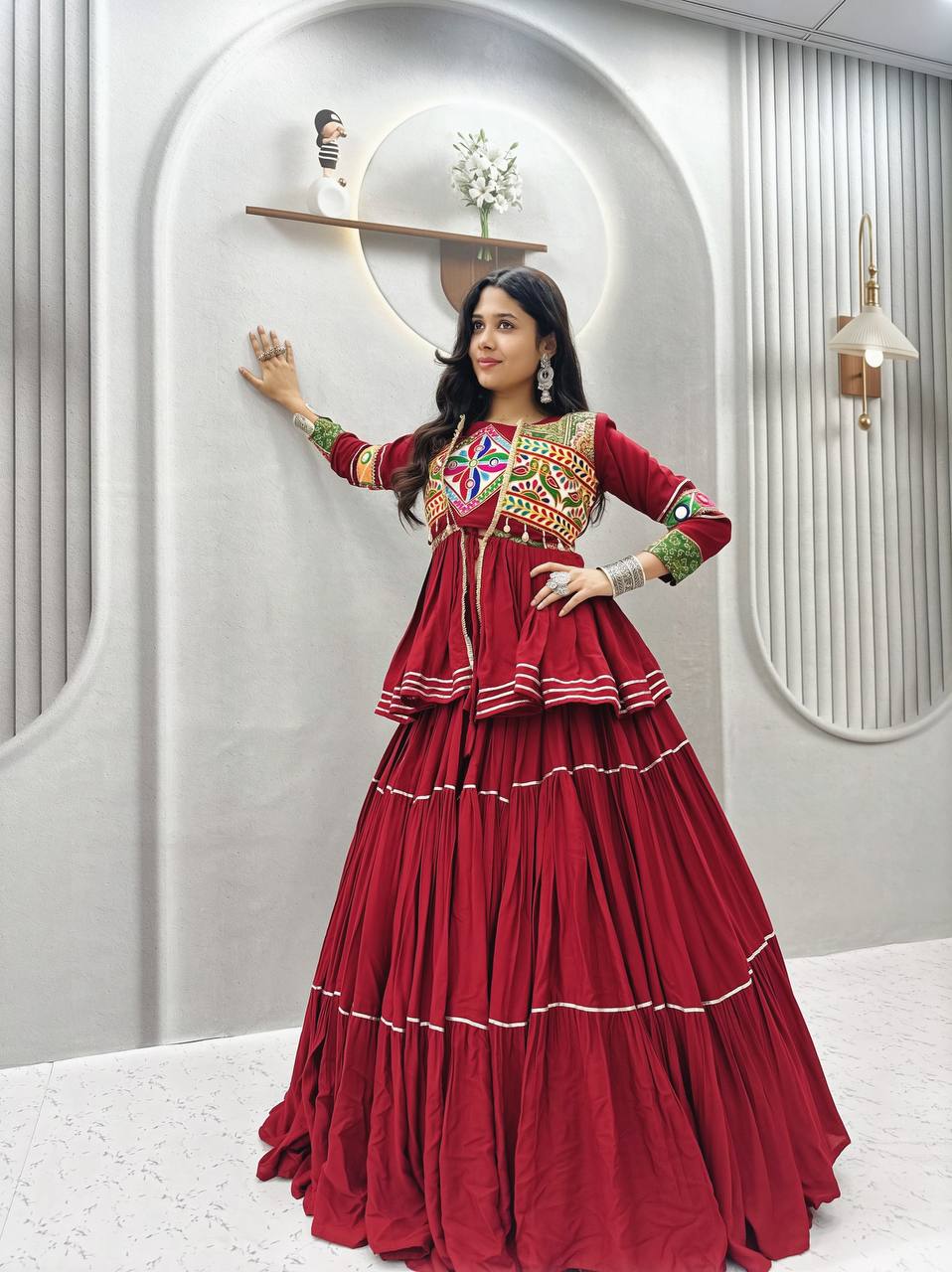 Premium Garba Night Pure Cotton Gamthi Lehenga Set
