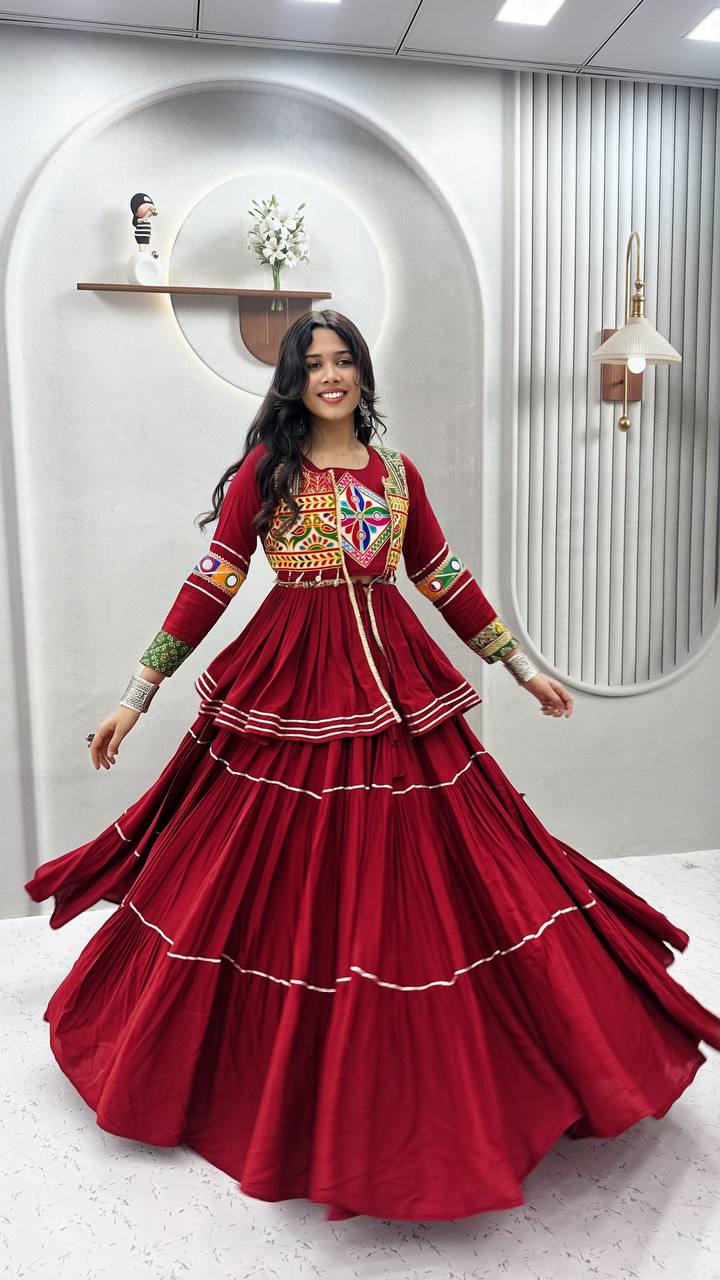 Premium Garba Night Pure Cotton Gamthi Lehenga Set
