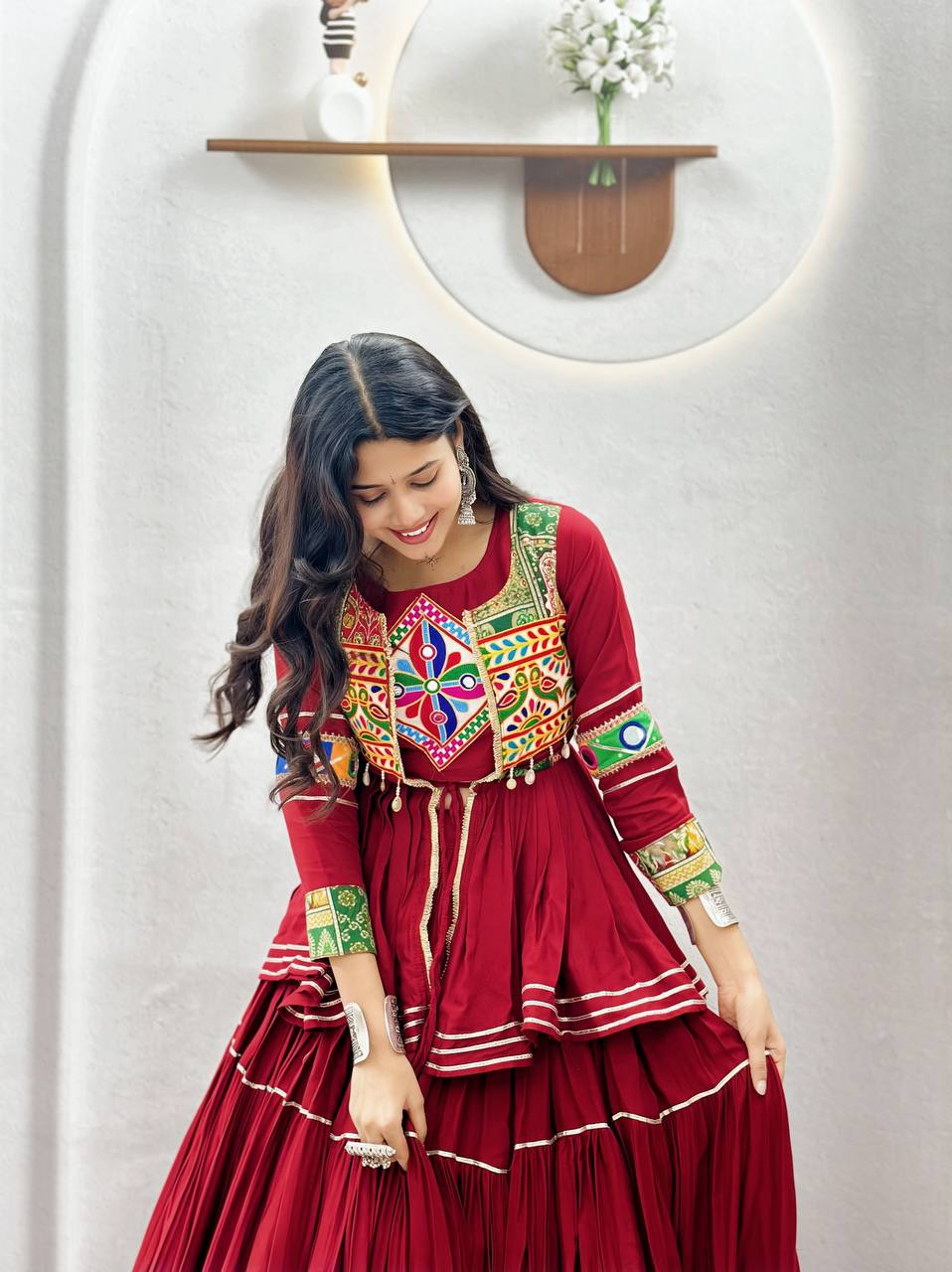 Premium Garba Night Pure Cotton Gamthi Lehenga Set
