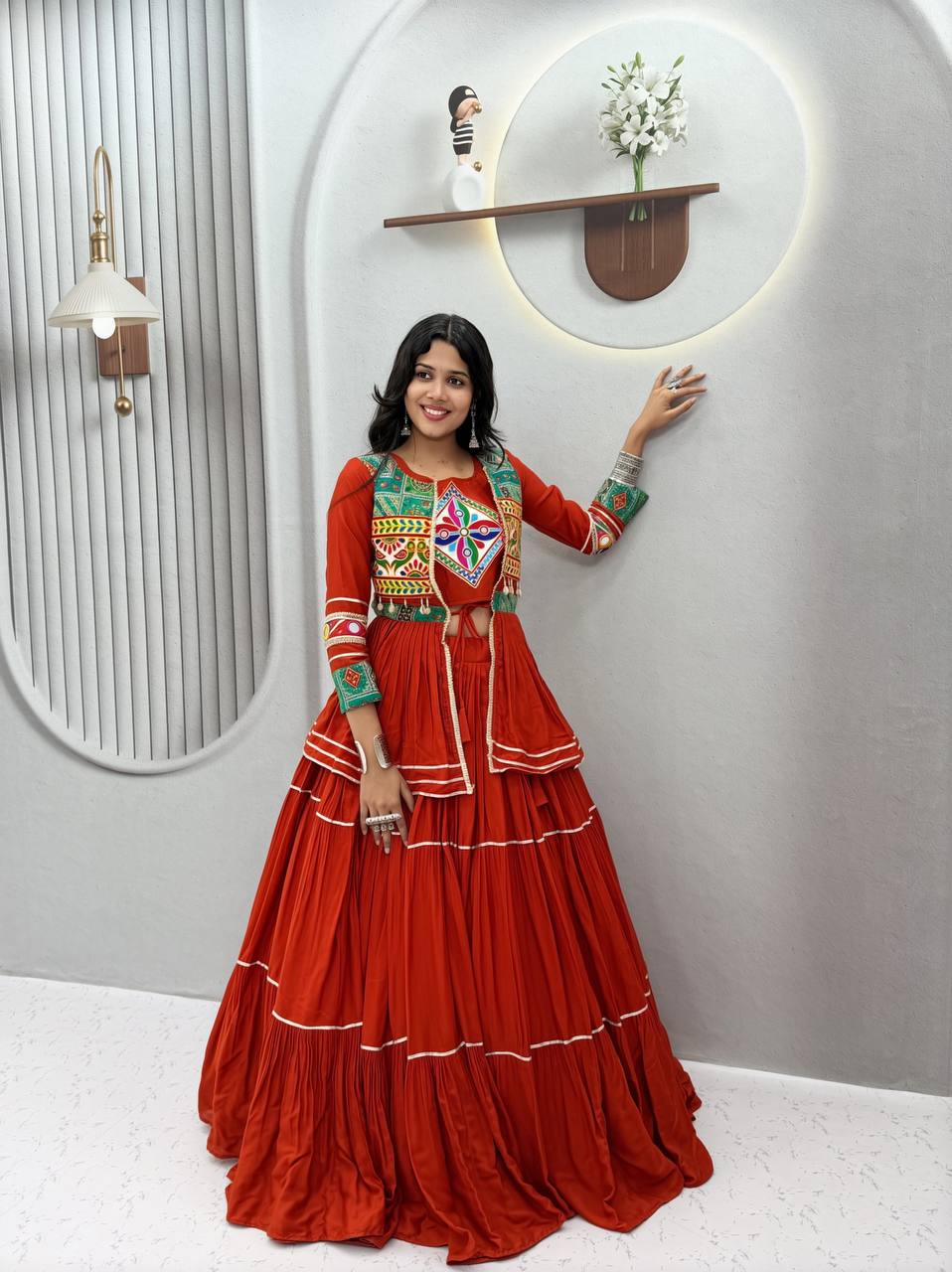 Premium Garba Night Pure Cotton Gamthi Lehenga Set

