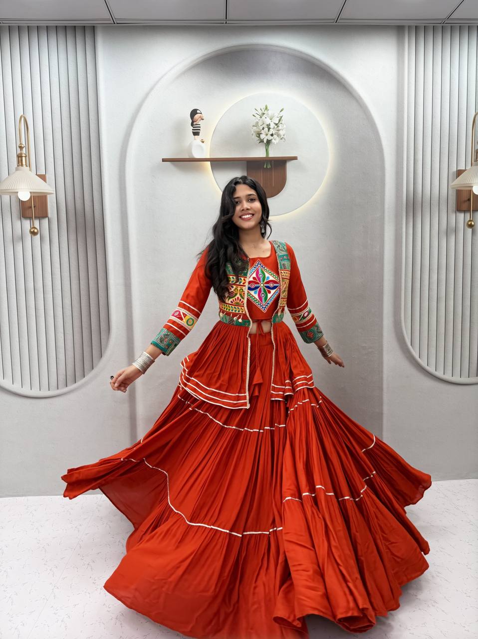 Premium Garba Night Pure Cotton Gamthi Lehenga Set
