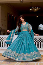 Elegant Pure Crunchy Embroidered Lehenga Choli for Festive Wear
