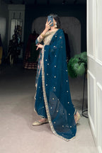 Stylish Pure Rayon Women Embroidered Suit Set With Dupatta