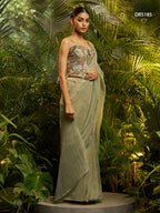 Elegant Pure Tissue Pre-Draped Saree Set with Designer Embroidered Blouse
