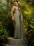Royal Pure Tissue Ready-to-Wear Saree Collection with Embroidered Stitched Blouse
