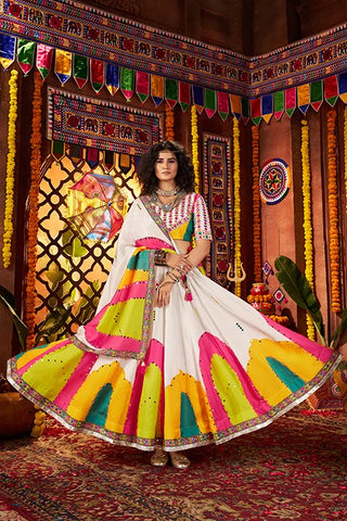 Trending White Mirror Work Choli for Navratri