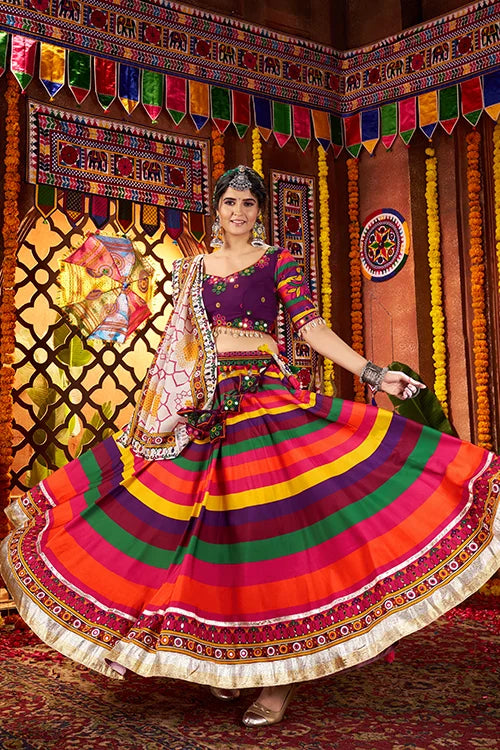 Colorful Mirror Work Chaniya Choli Set for Navratri Special