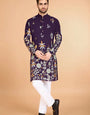 Designer Purple Kurta for Men in Viscose Rayon