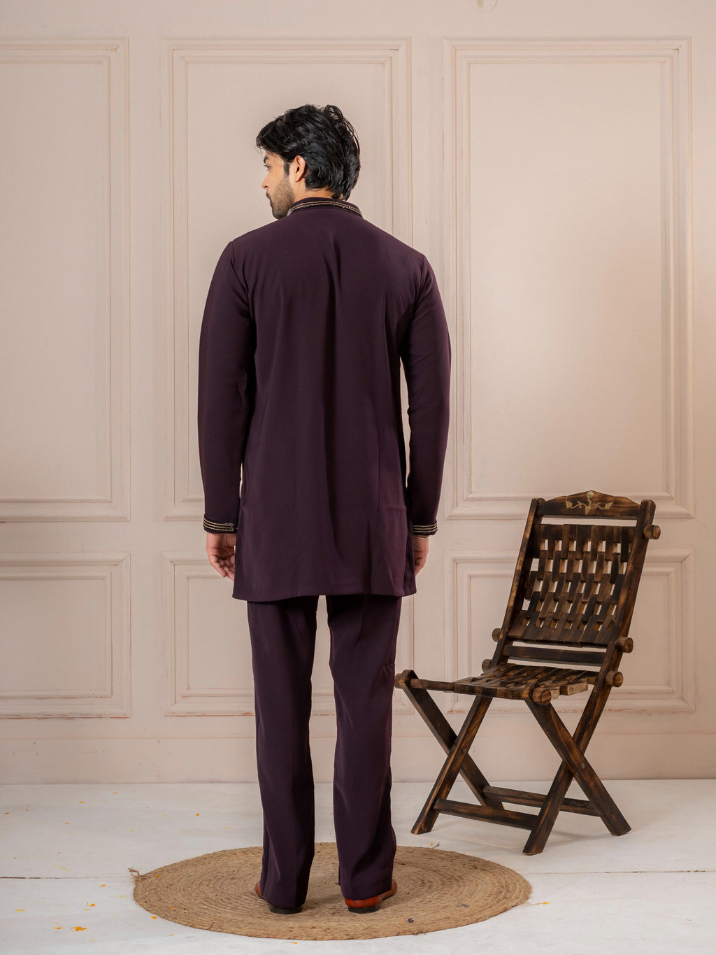 Bold Purple Armani Embroidered Mens Kurta | Tulip Designer
