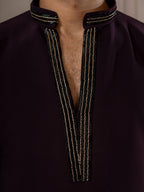 Bold Purple Armani Embroidered Mens Kurta | Tulip Designer
