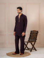 Bold Purple Armani Embroidered Mens Kurta | Tulip Designer
