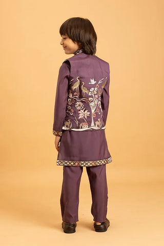 Graceful Purple Koti Kurta Set for Kids Wear