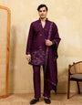 Elegant Purple Viscose Silk Embroidered Kurta Pant Dupatta Set