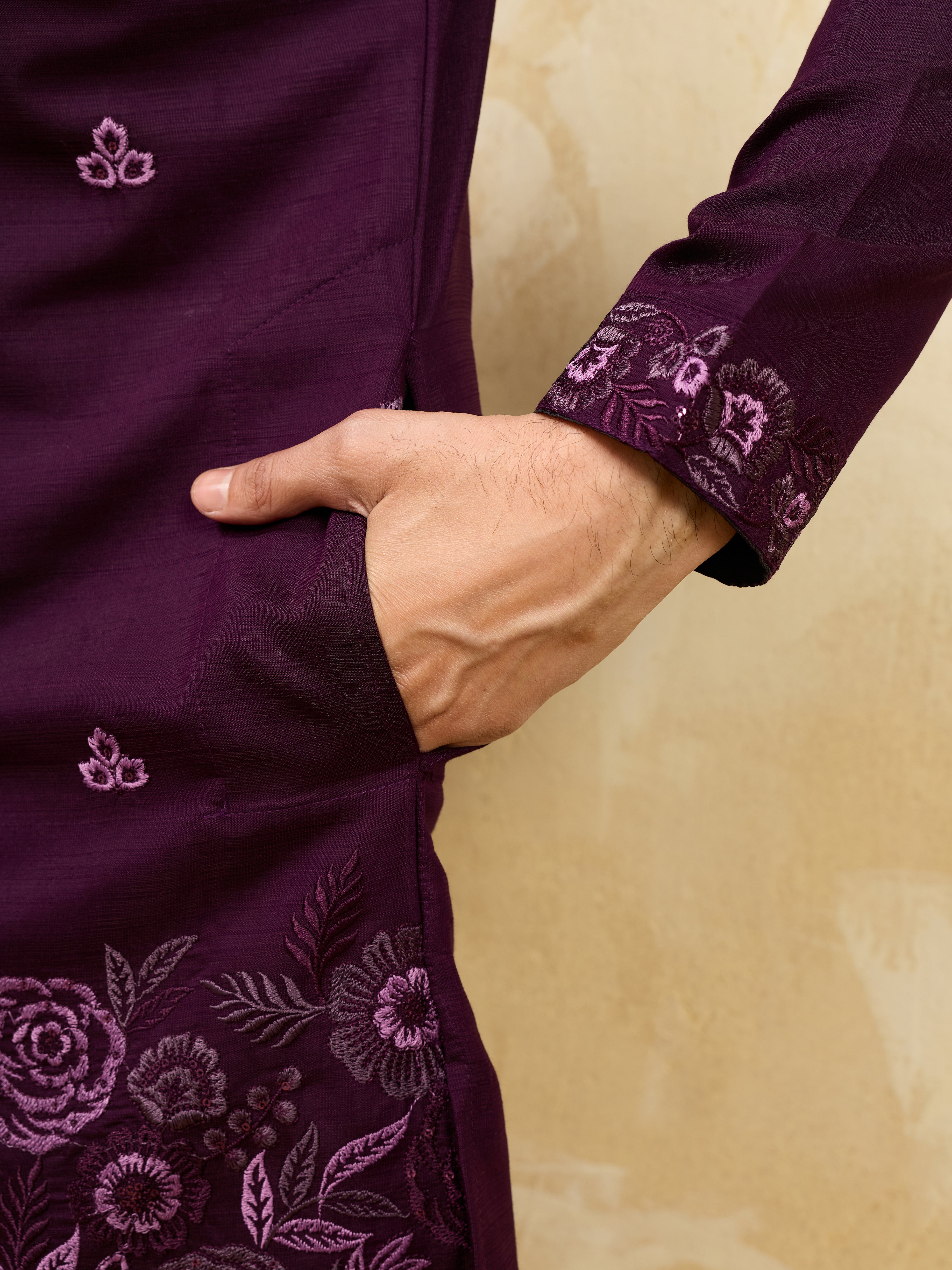 Elegant Purple Viscose Silk Embroidered Kurta Pant Dupatta Set