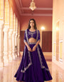 Festive Wear Purple Rangoli Silk Embroidered Lehenga Set with Dupatta