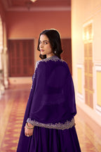 Festive Wear Purple Rangoli Silk Embroidered Lehenga Set with Dupatta
