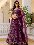 Elegant Georgette Sequins & Thread Embroidered Lehenga Choli Set with Net Dupatta
