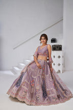 Purple Ethereal Harmony Double Layered Dupatta Bridal Lehenga
