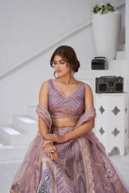 Purple Ethereal Harmony Double Layered Dupatta Bridal Lehenga