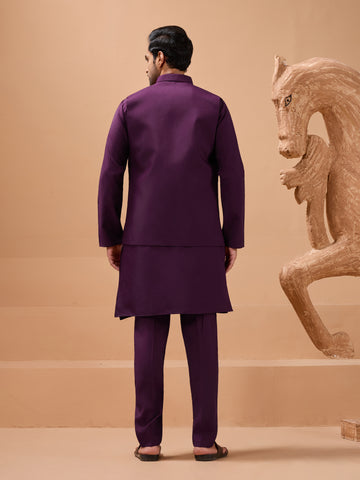 Vibrant Purple Color Koti Kurta Set Pair for Men Collection
