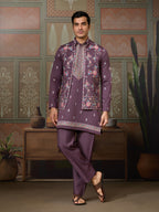 Dusty Purple Wedding Kurta with Matching Koti Set for men
