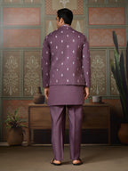 Dusty Purple Wedding Kurta with Matching Koti Set for men
