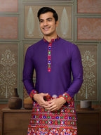 Readymade Purple Mens Kurta for Navratri Look
