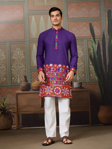 Readymade Purple Mens Kurta for Navratri Look
