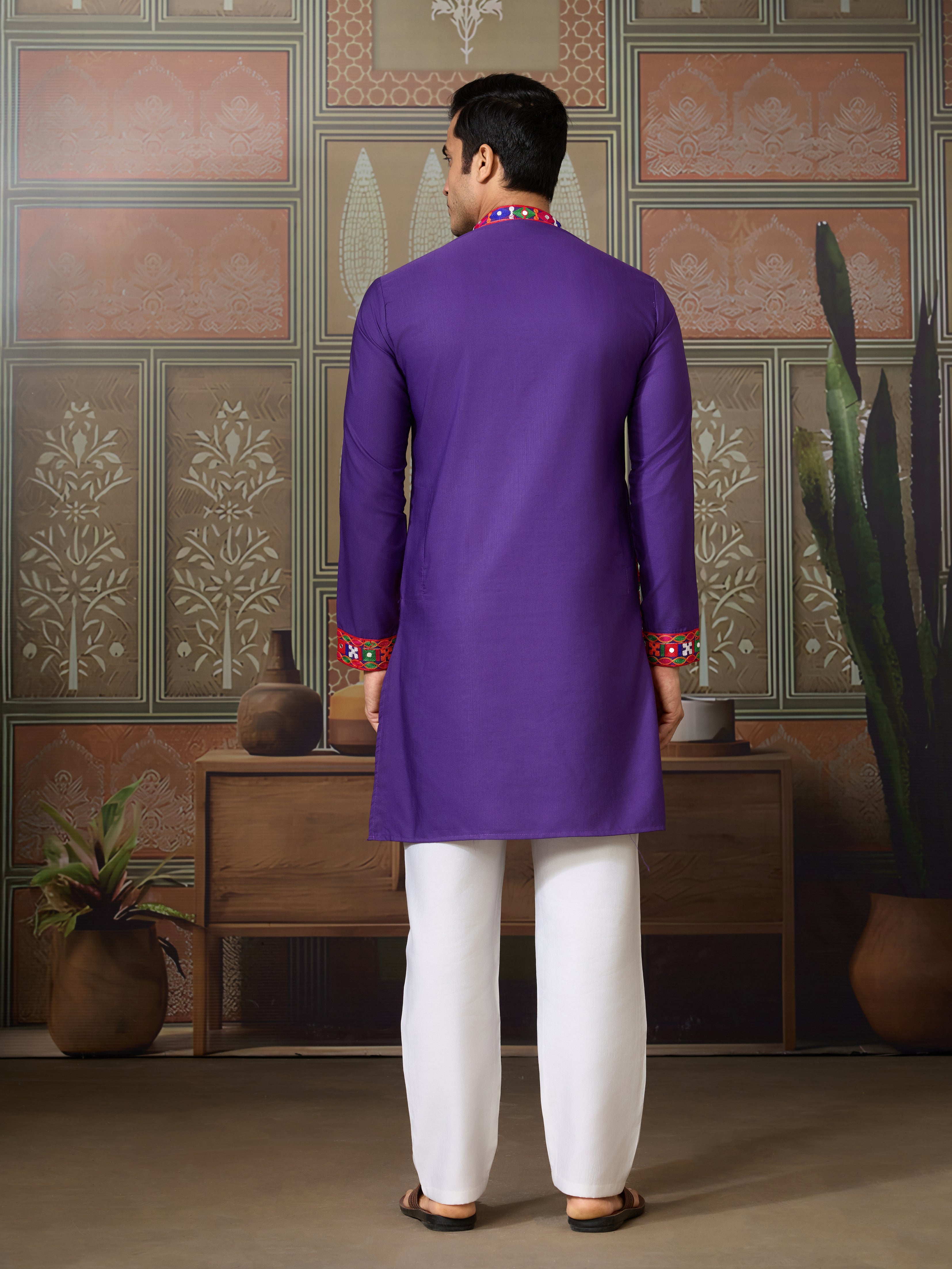 Readymade Purple Mens Kurta for Navratri Look
