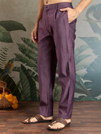 Rust Purple Open Koti Style Kurta Pajama Set for Men
