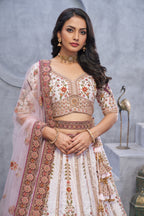 Light Purple Organza Silk Bridal Lehenga with Zari Paisley Embroider
