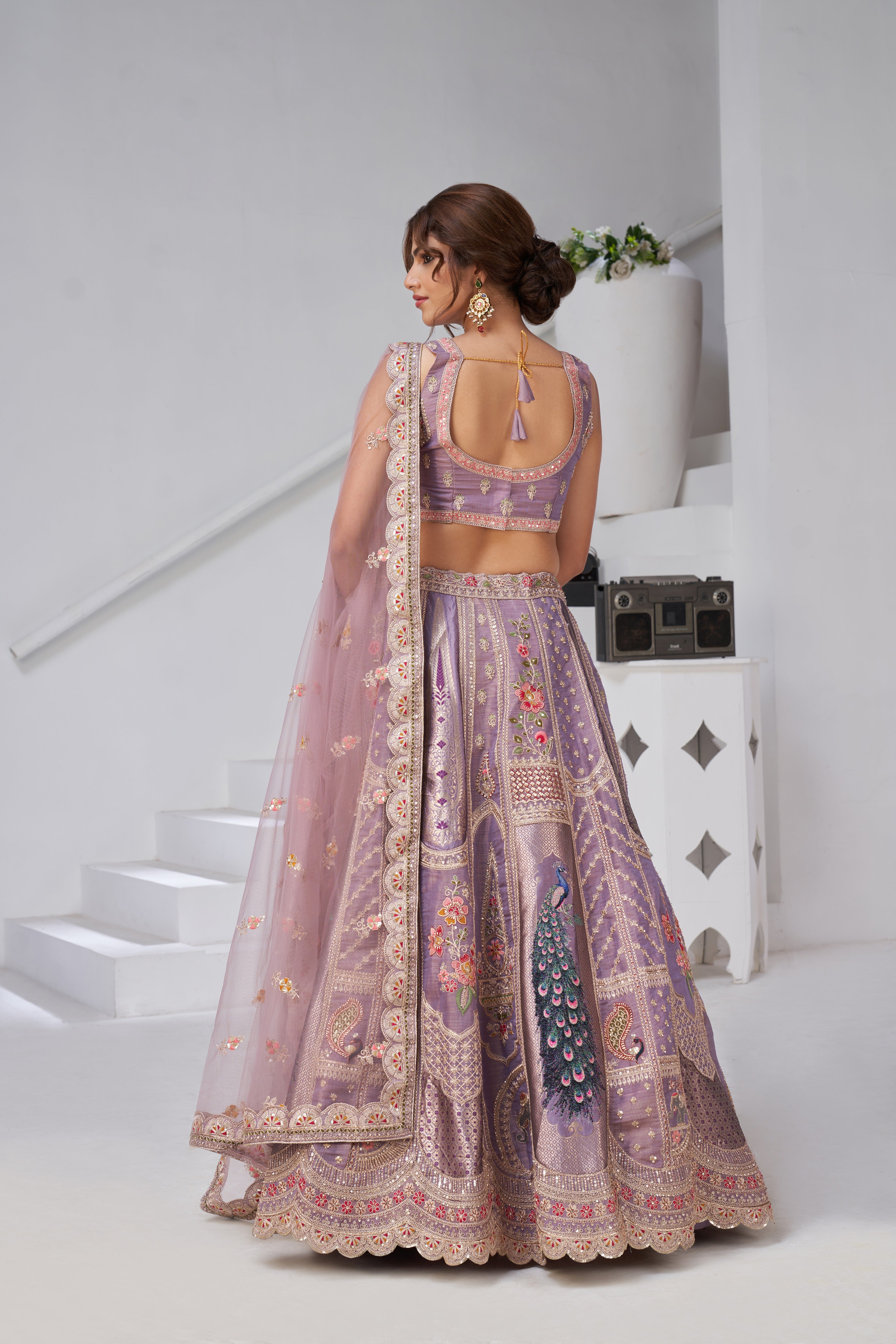 Purple Royal Radiance Raw Silk Bridal Lehenga Choli Set