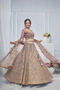Royal Purple Soft Net Lehenga with Peacock & Paisley Embroidery
