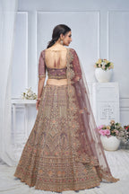 Royal Purple Soft Net Lehenga with Peacock & Paisley Embroidery