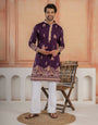 Ethnic Purple Soft Silk Multi Thread Embroidery Kurta Set
