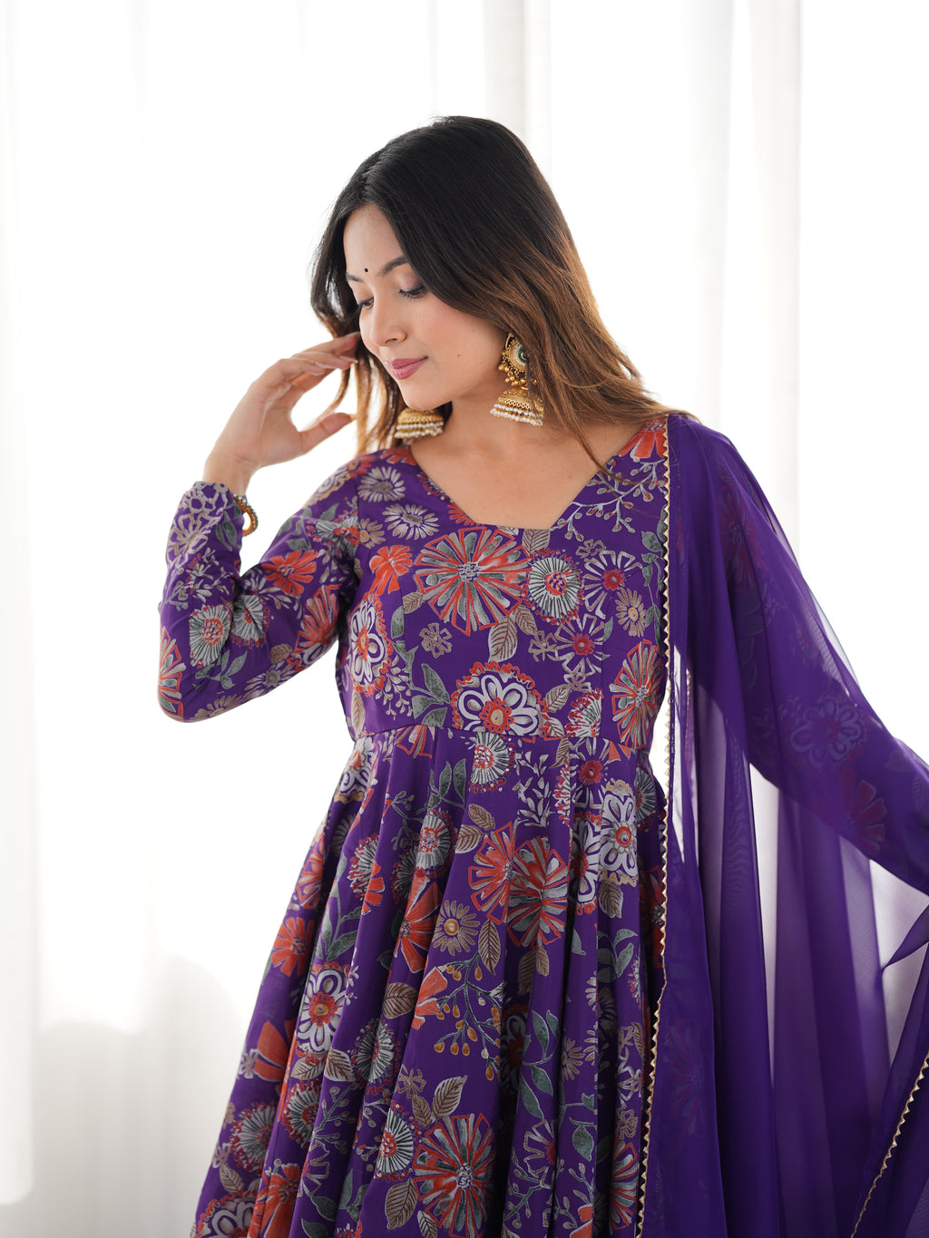 The Charm of Vibrant Traditions Top & Palazzo Suit Set - Purple