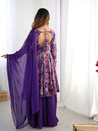 The Charm of Vibrant Traditions Top & Palazzo Suit Set - Purple