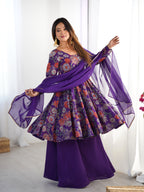 
The Charm of Vibrant Traditions Top & Palazzo Suit Set - Purple
