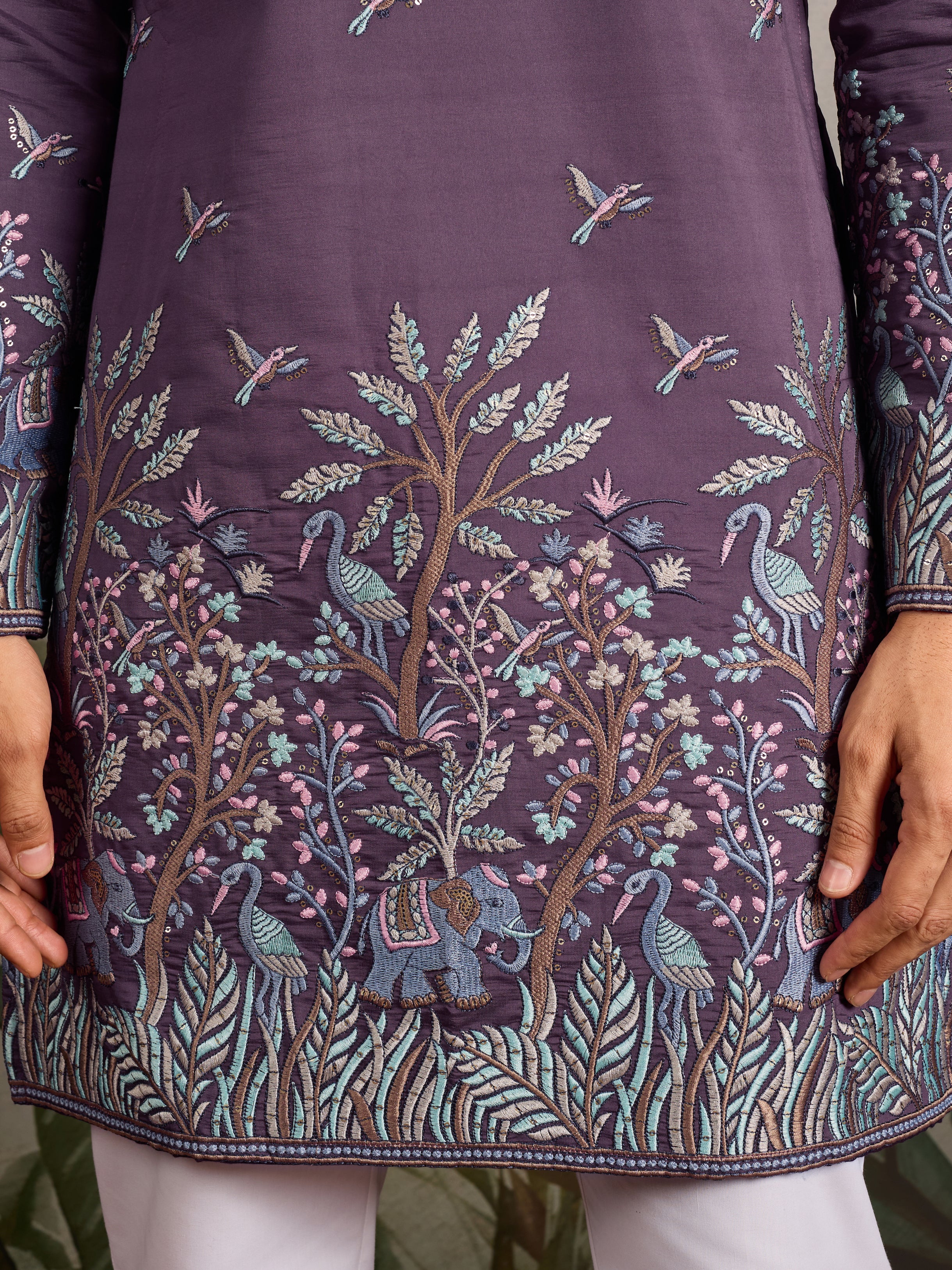 Festive Look Dusty Purple Color Traditional Kurta for Mens