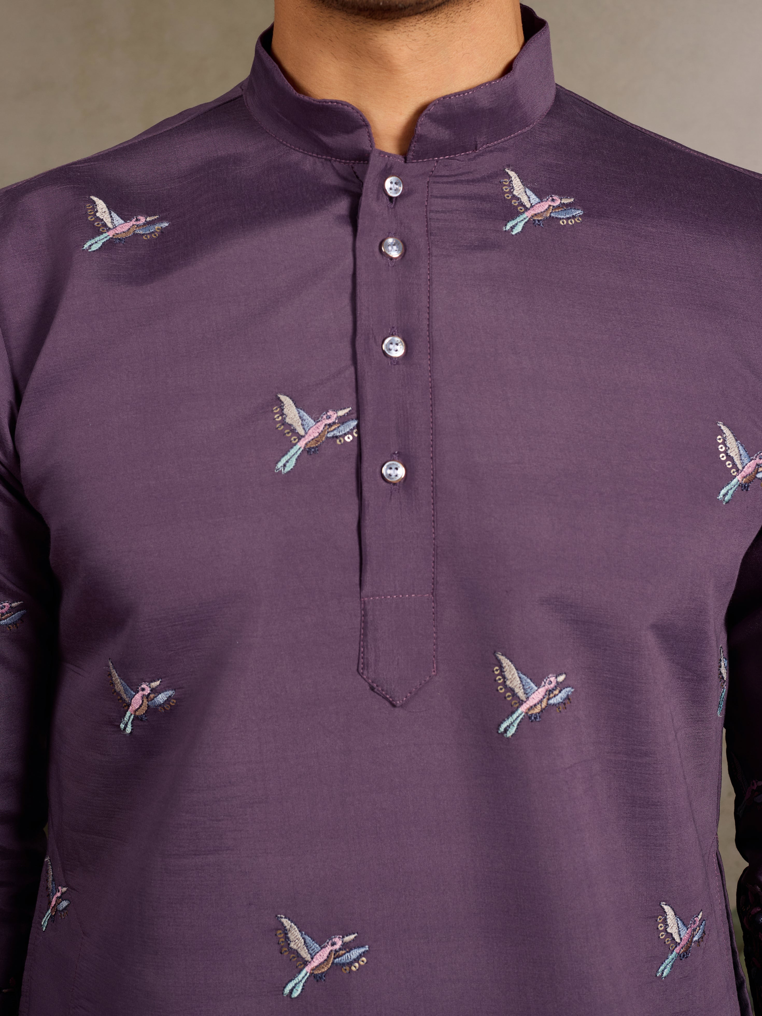 Festive Look Dusty Purple Color Traditional Kurta for Mens