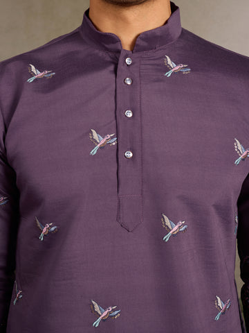 Festive Look Dusty Purple Color Traditional Kurta for Mens