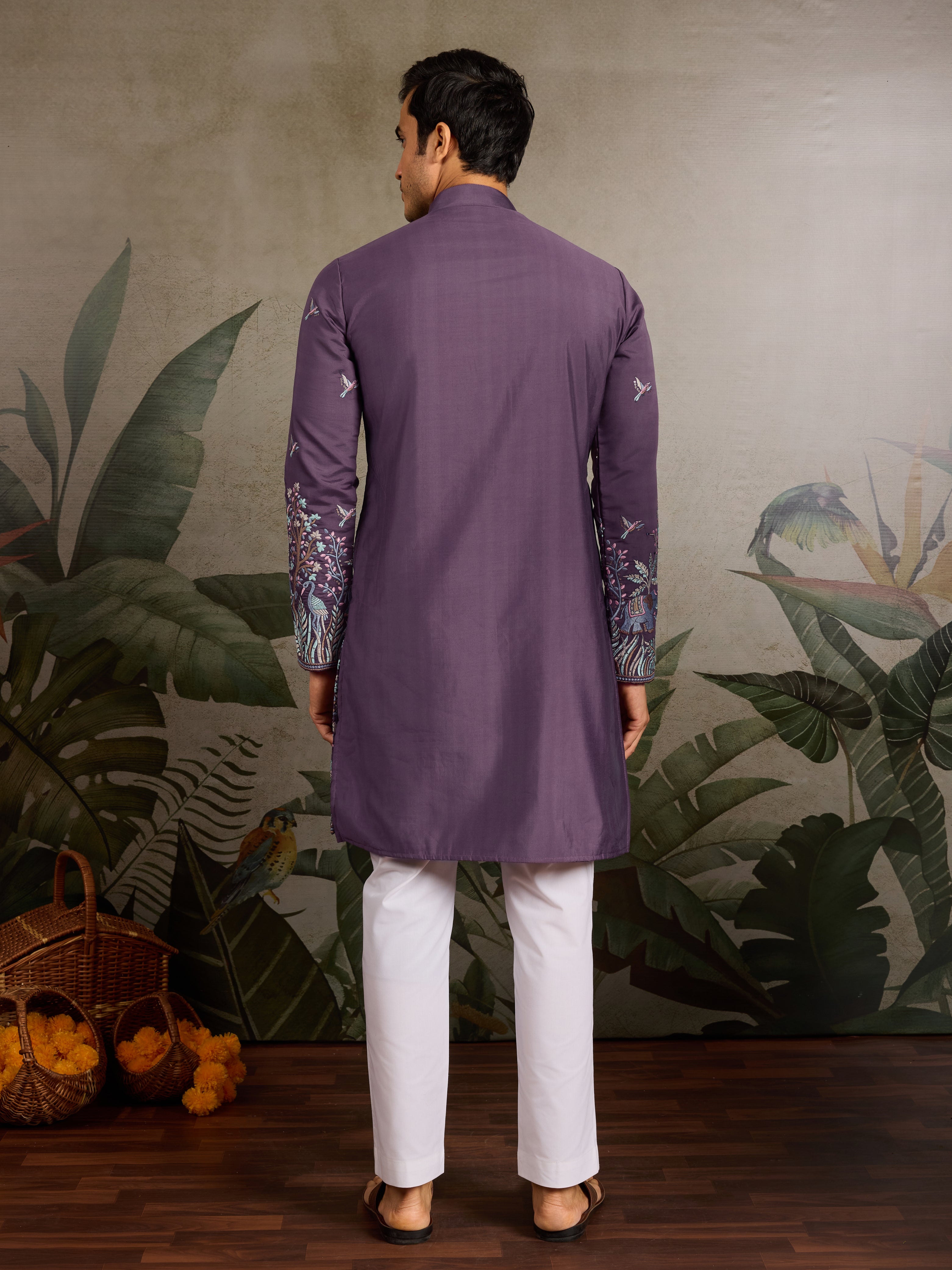 Festive Look Dusty Purple Color Traditional Kurta for Mens