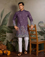 Festive Look Dusty Purple Color Traditional Kurta for Mens