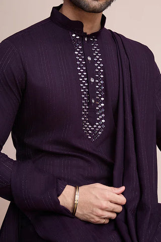 Purple Viscose Designer Kurta with Pant & Dupatta