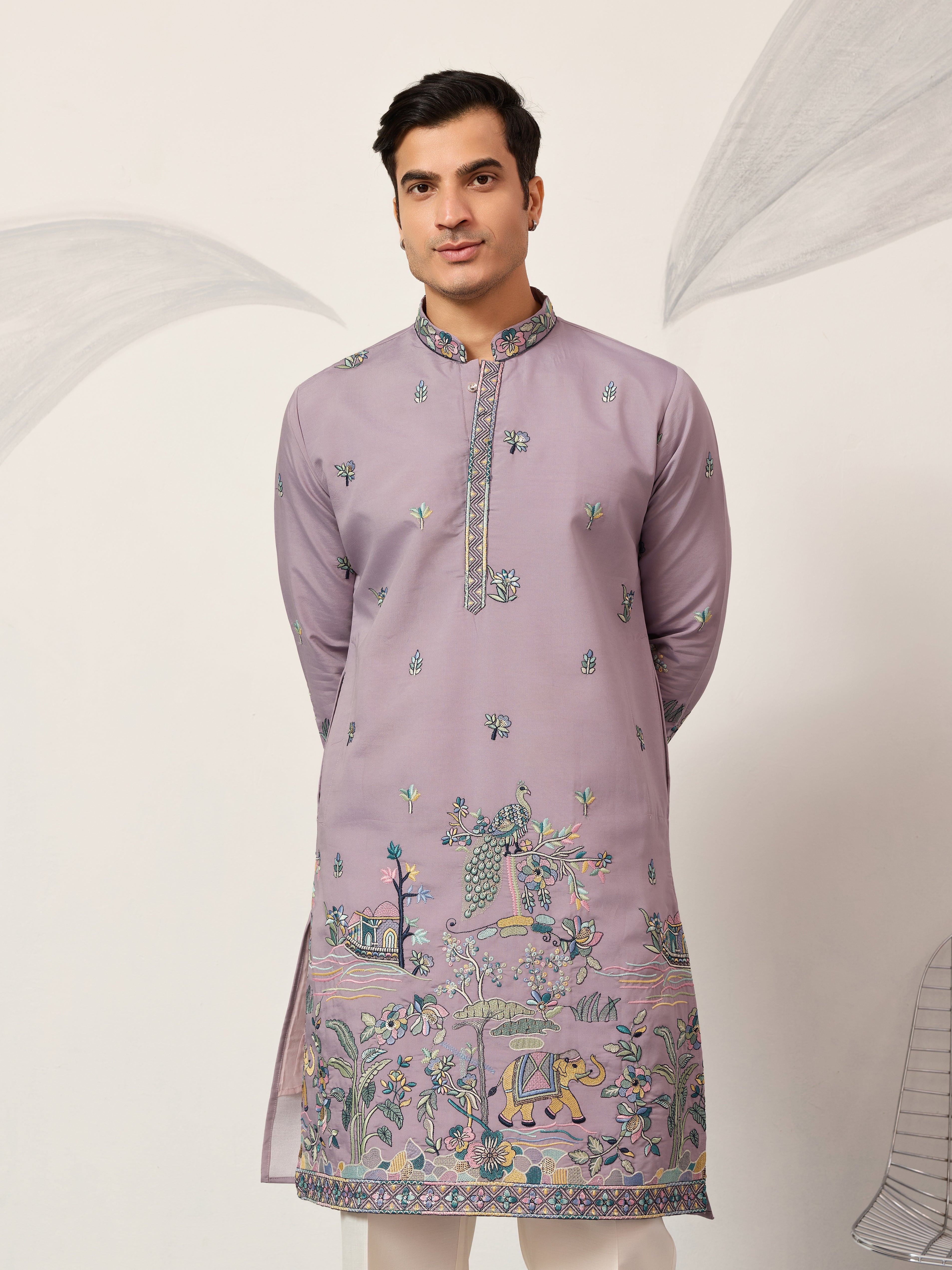 Traditional Purple Wedding Kurta for Mens Wear