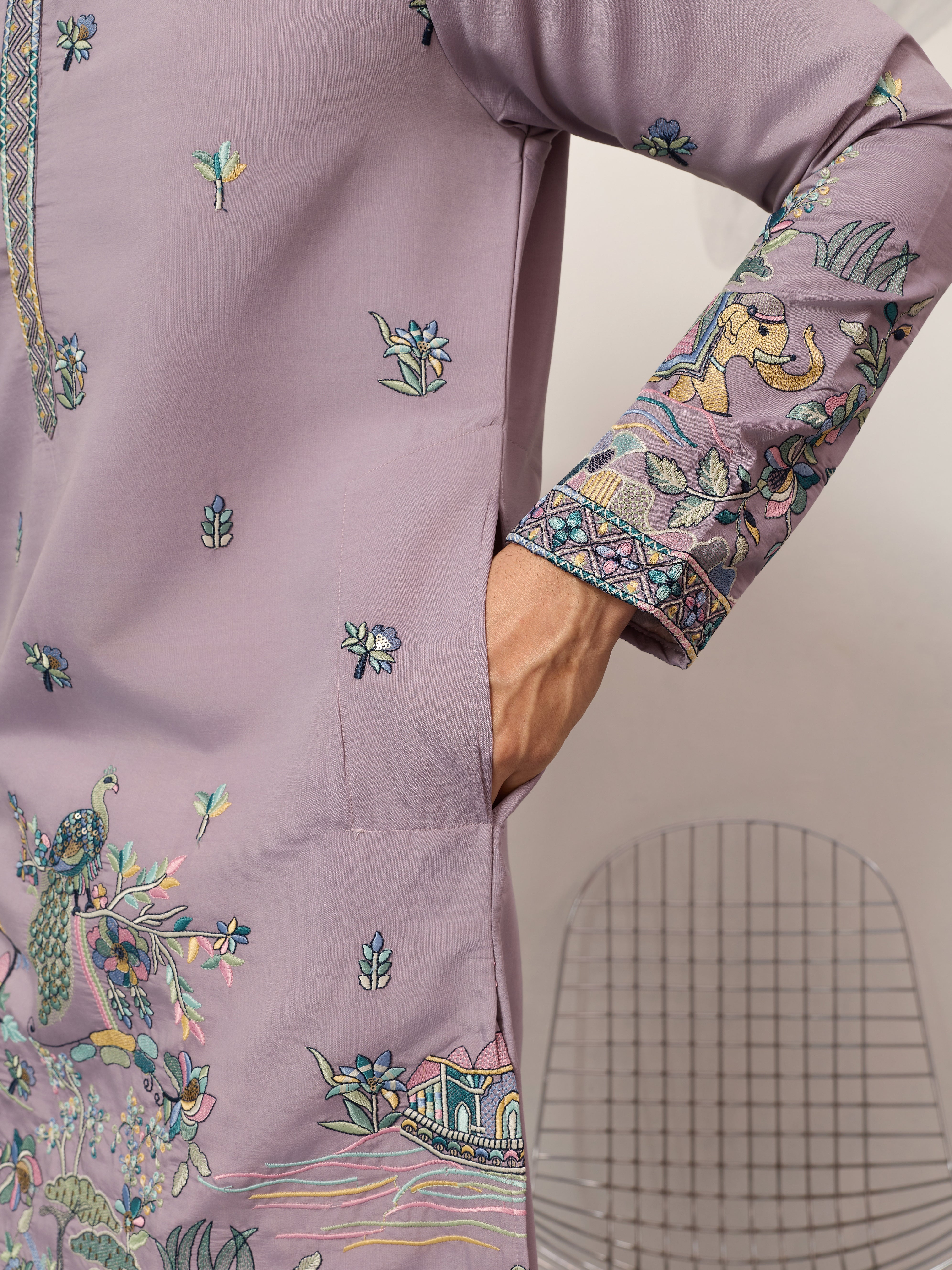 Traditional Purple Wedding Kurta for Mens Wear