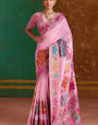 Comely Pink Pashmina Saree With Staggering Blouse Piece