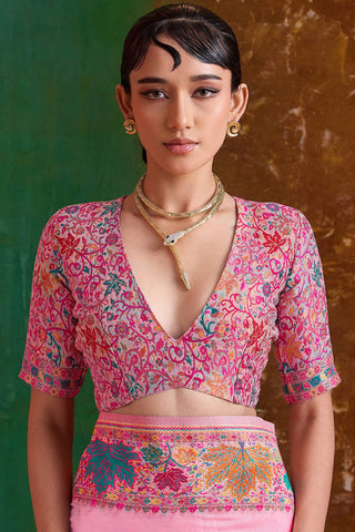 Comely Pink Pashmina Saree With Staggering Blouse Piece