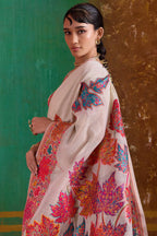 Extraordinary Beige Pashmina Saree With Pleasant Blouse Piece