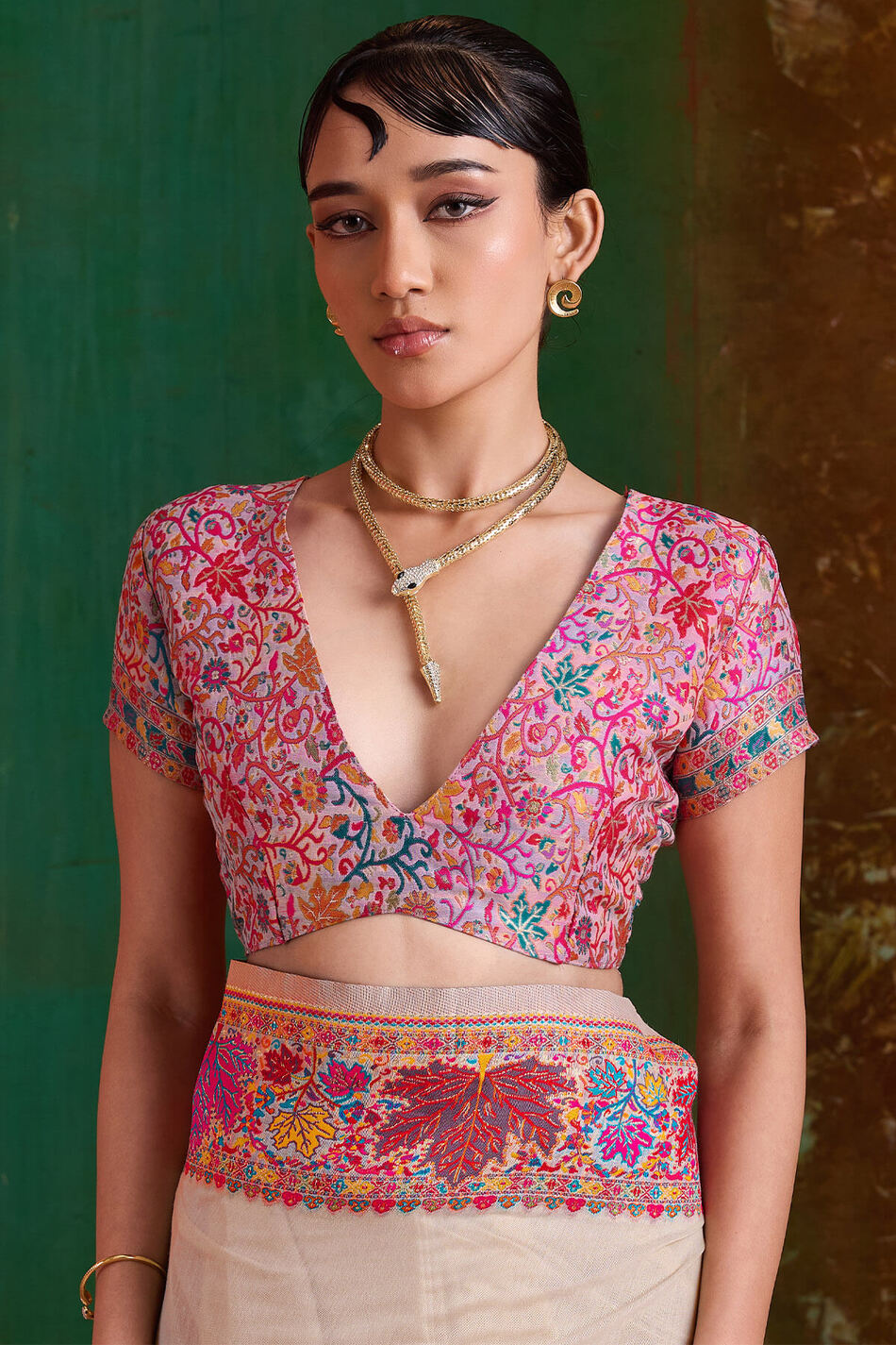 Extraordinary Beige Pashmina Saree With Pleasant Blouse Piece